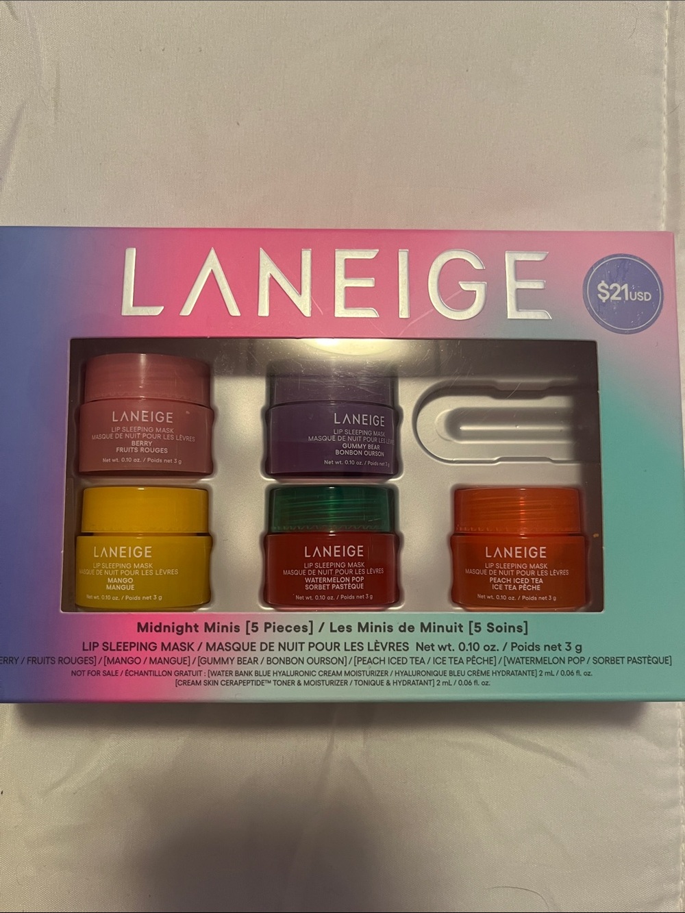 LANEIGE Lip Sleeping Mask Minis Set - Pink, Purple, Yellow, Green, Red, Orange